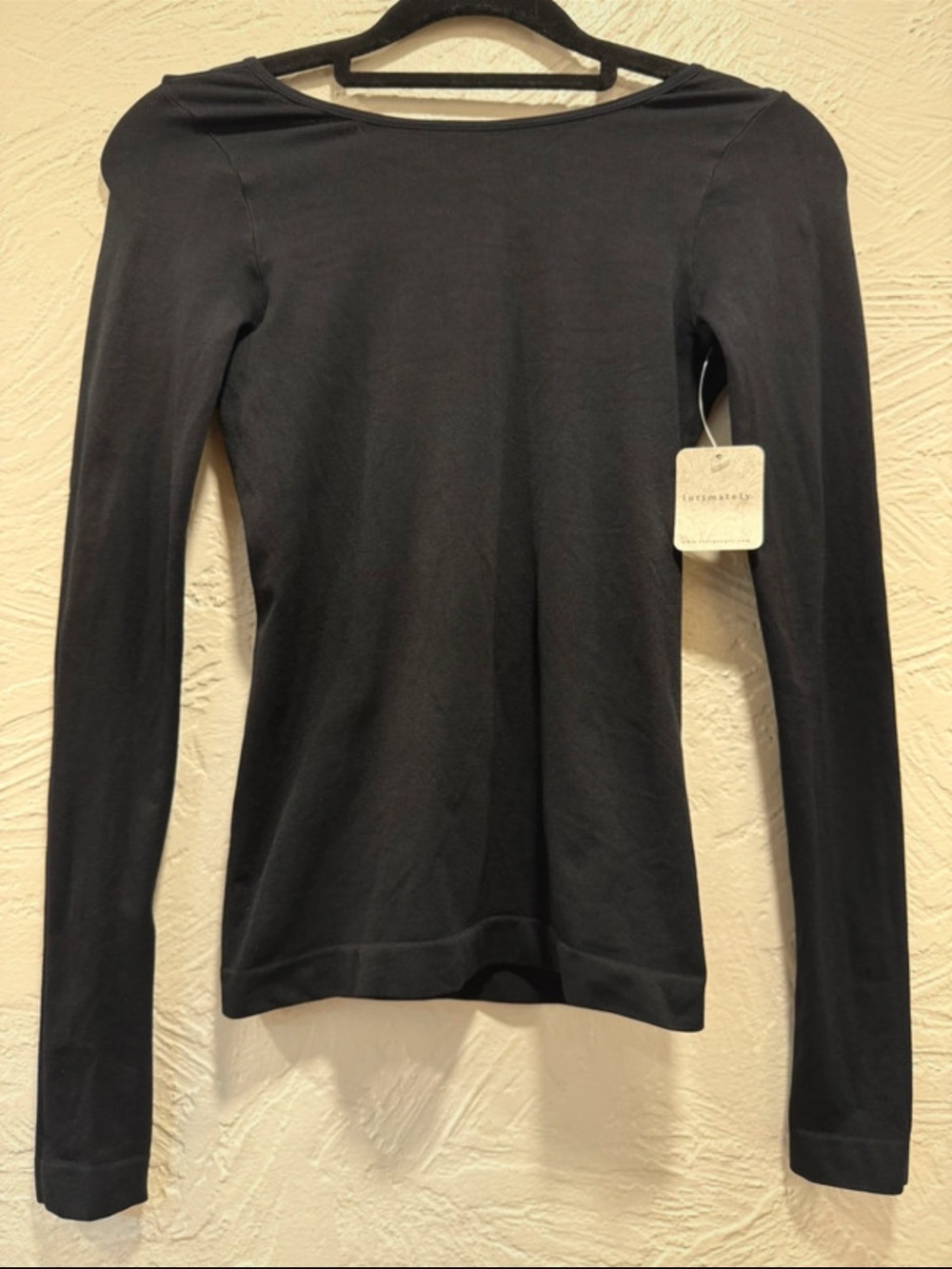 Free People Black Long-Sleeve Low Back Top Size XS/S NWT